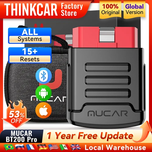 MUCAR BT200/BT200 PRO, herramienta de diagnóstico de coche con Bluetooth, aceite IMMO SAS 15, reinicio OBD2, escáner, lector de código automático para diagnóstico de sistema completo