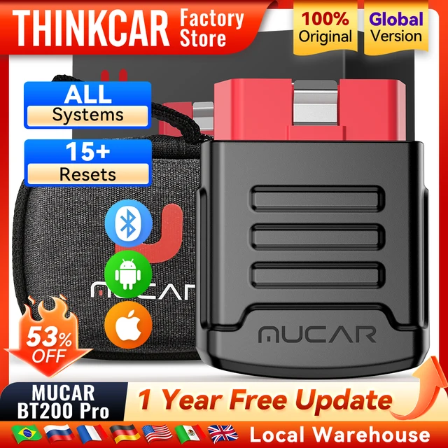 MUCAR BT200/BT200 PRO Bluetooth Car Diagnostic Tool Oil IMMO SAS 15. Reset OBD2 Scanner Auto Code Reader for Full System Diagnose