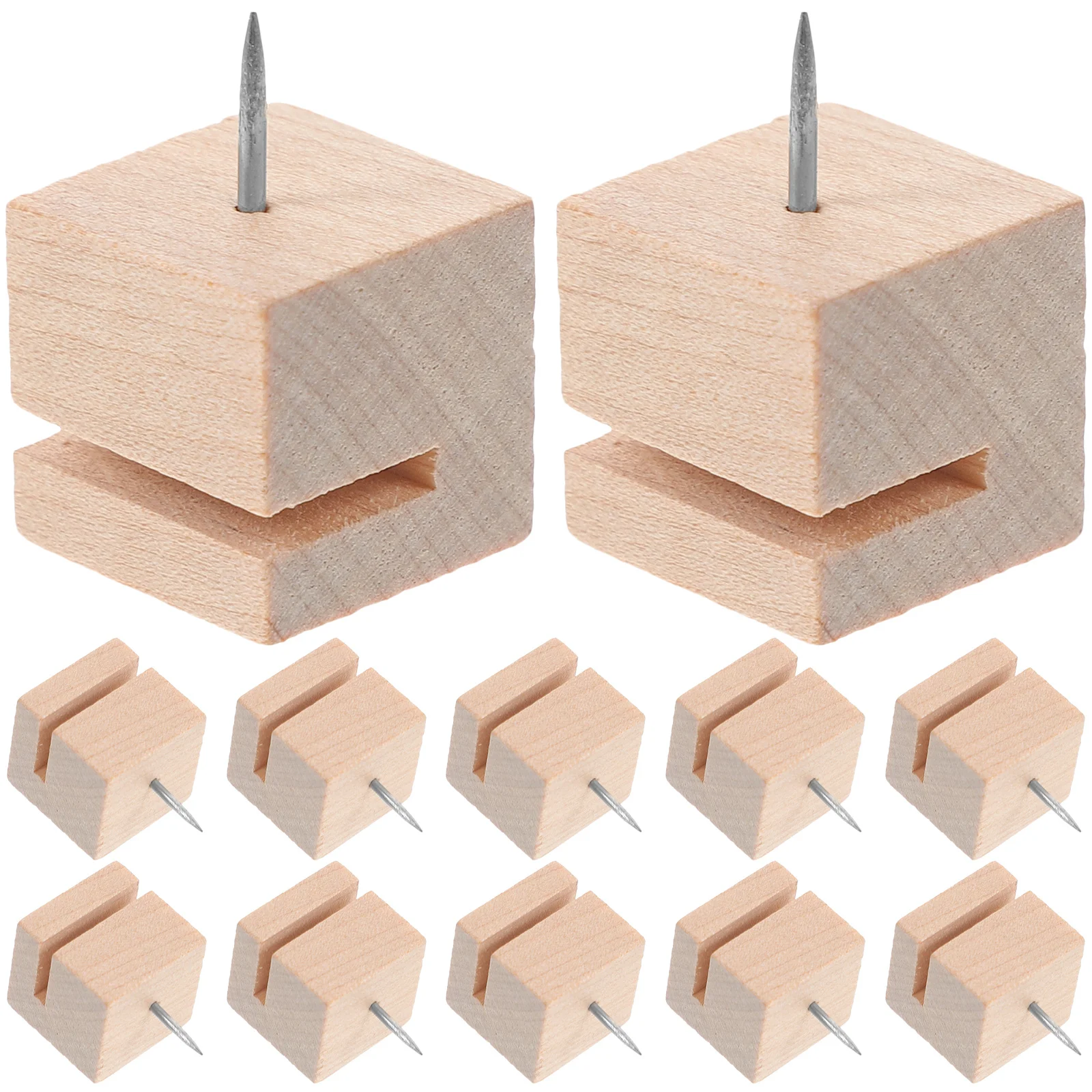 12개입 나무 압정 슬롯 디자인 푸시 핀 코르크 보드 사진 벽 지도 표시용 게시판용 사무용 바인딩 용품