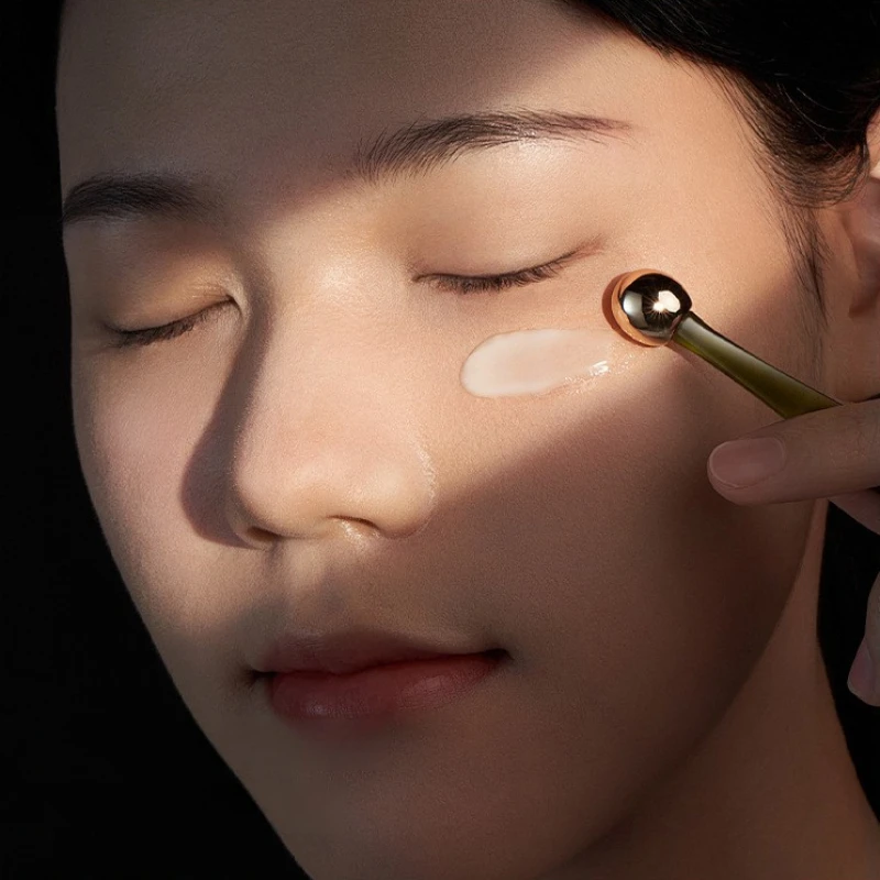 Массажный ролик для глаз, крем для глаз, аппликатор, косметический шпатель, против морщин, темных кругов, ложка для лица, массажер для лица из золотого сплава