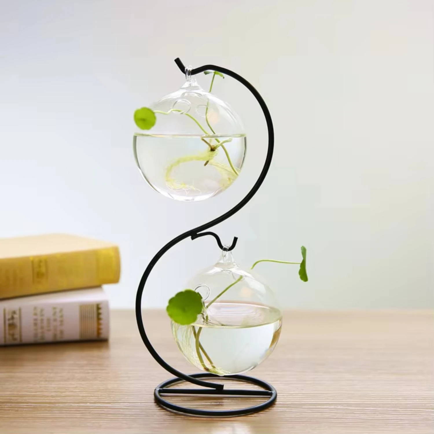 European hanging glass vase  decoration crafts hydroponic flask iron frame fish tank