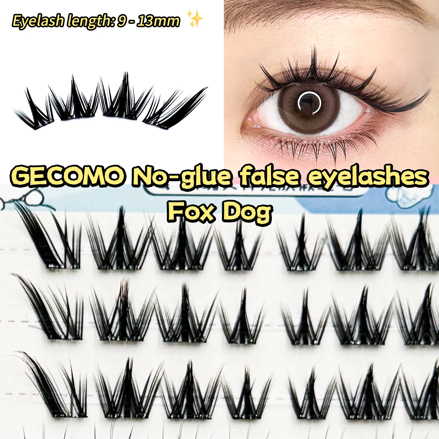 GECOMO No Glue Cluster Lashes - đánh giá và giá Eyelash Extension No 9