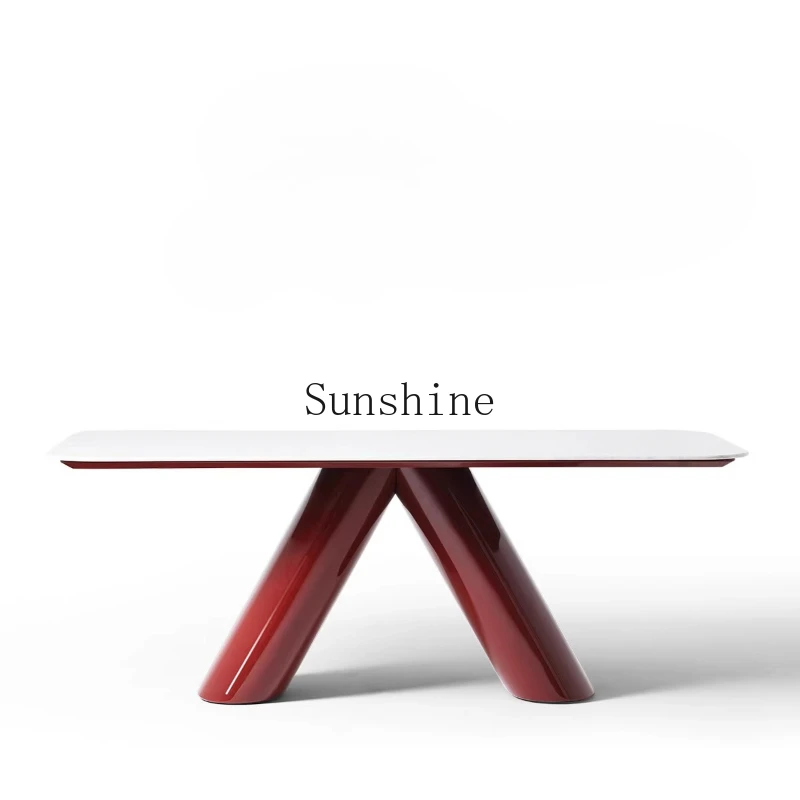 

Italian minimalist modern minimalist natural marble high-end villa dining table