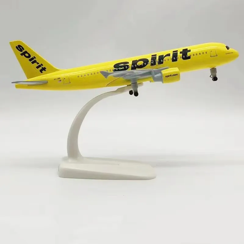 20CM Alloy Metal Diecast Airplanes A320 Spirit Airlines Plane Model 1:400 Scale Replica Airbus  Model ornament with Landing Gear