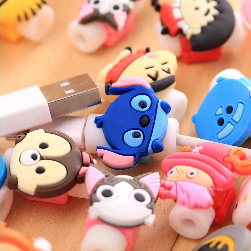 10pcs Disney Cartoon Phone USB cable protector for iphone cable chompers cord animal bite charger holder organizer protection