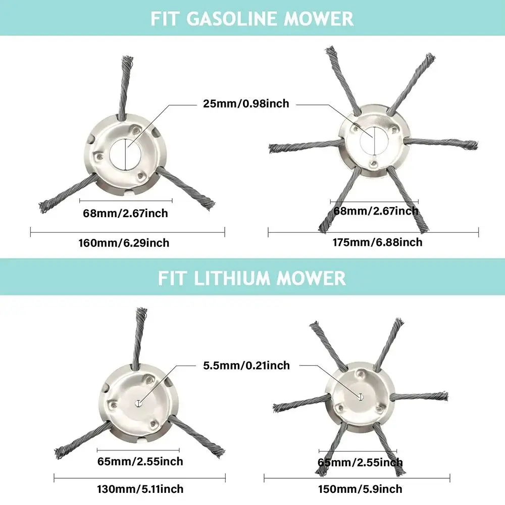 1 قطعة عجلة أسلاك الفولاذ جزازة العشب رئيس إزالة موس الصدأ 6 بوصة الاعشاب رأس فرشاة فرشاة القرص العالمي العشب الانتهازي رئيس