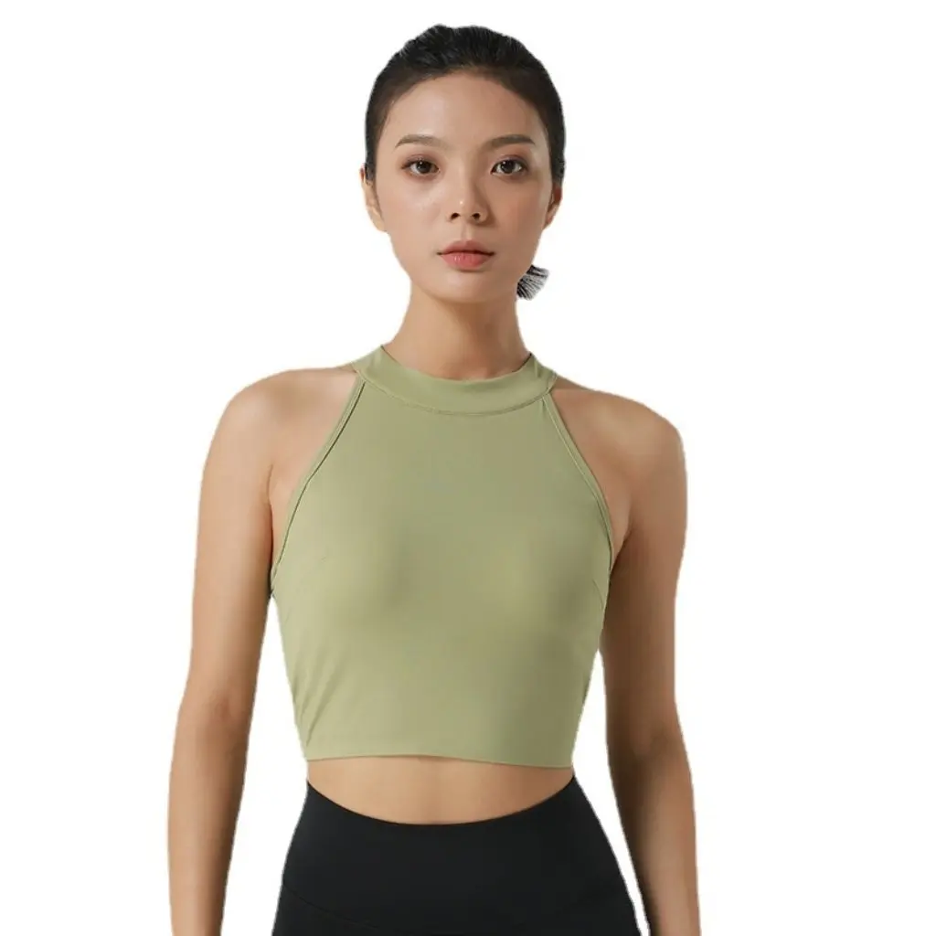 

Женский летний спортивный жилет, маленькая универсальная чашка, бюстгальтер без оправы, висящий на шее, красивый дизайн сзади, спортивный топ