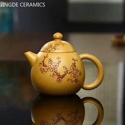 230ml Hand-painted Plum Blossom Dragon Egg Tea Pot Yixing Purple Clay Teapot Chinese Filter Beauty Tea Infuser Zisha Teaware