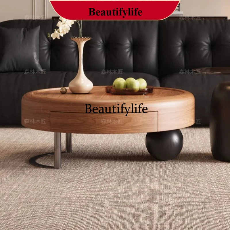 D178 0776 Organizer Designer Coffee Table Dinner Drawers European Style Round Modern Coffee Table Japanese Kaffee Tische
