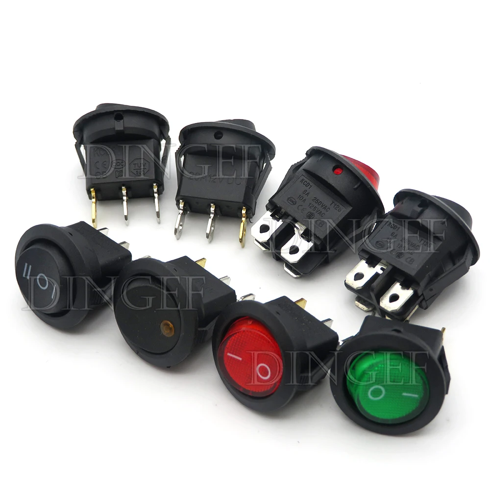 1PCS Round Rocker Switch LED illuminated Car Dashboard Dash Boat Van ON/OFF 12V 24V 6A 250V 10A 125V 2PIN 3PIN 4PIN Switch 20MM