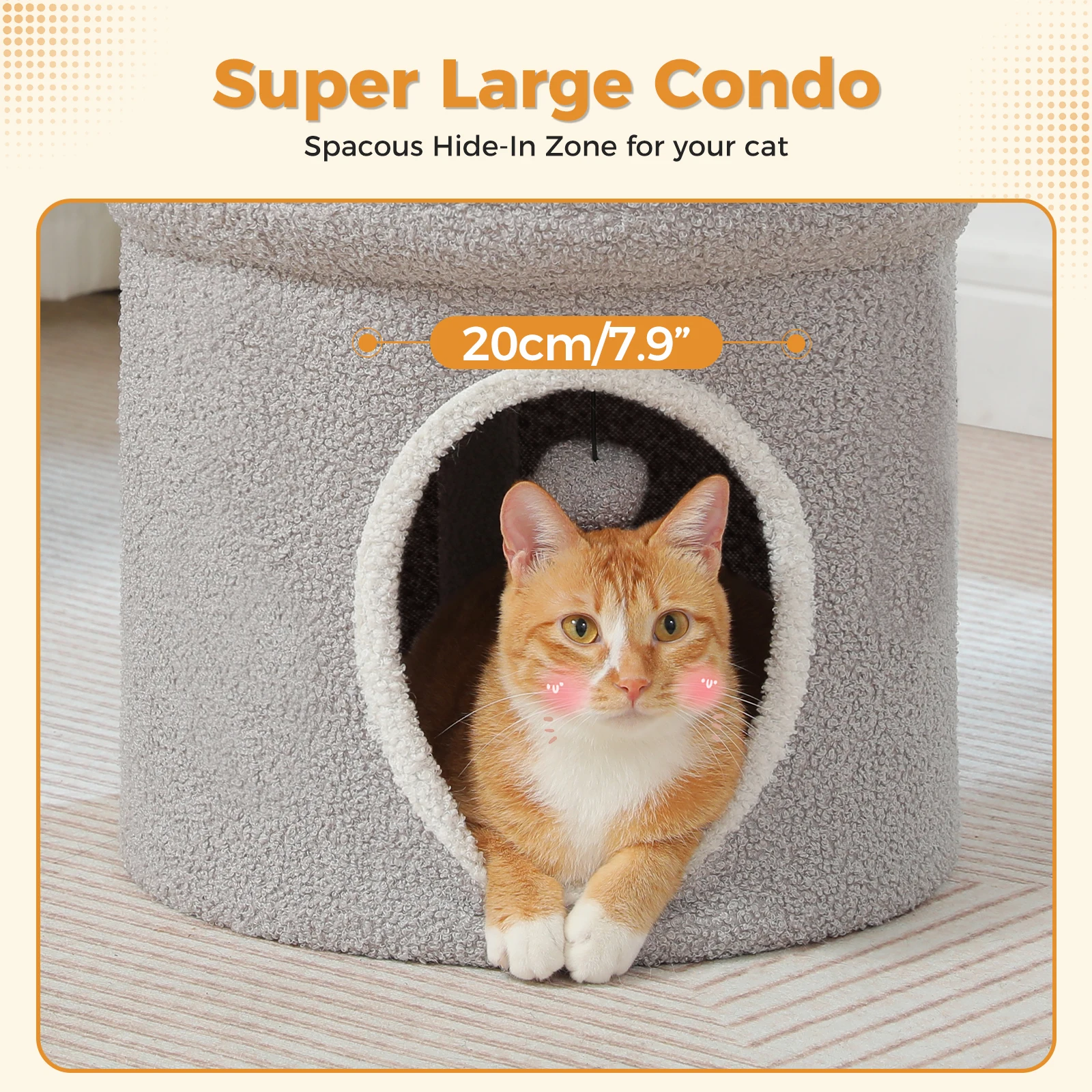 شروط قطط ذو طابقين لمنزل القطط الداخلي مع كرات سرير قطط كبير مع جثم زهرة ناعمة شقة مريحة واسعة للقطط المتعددة #3