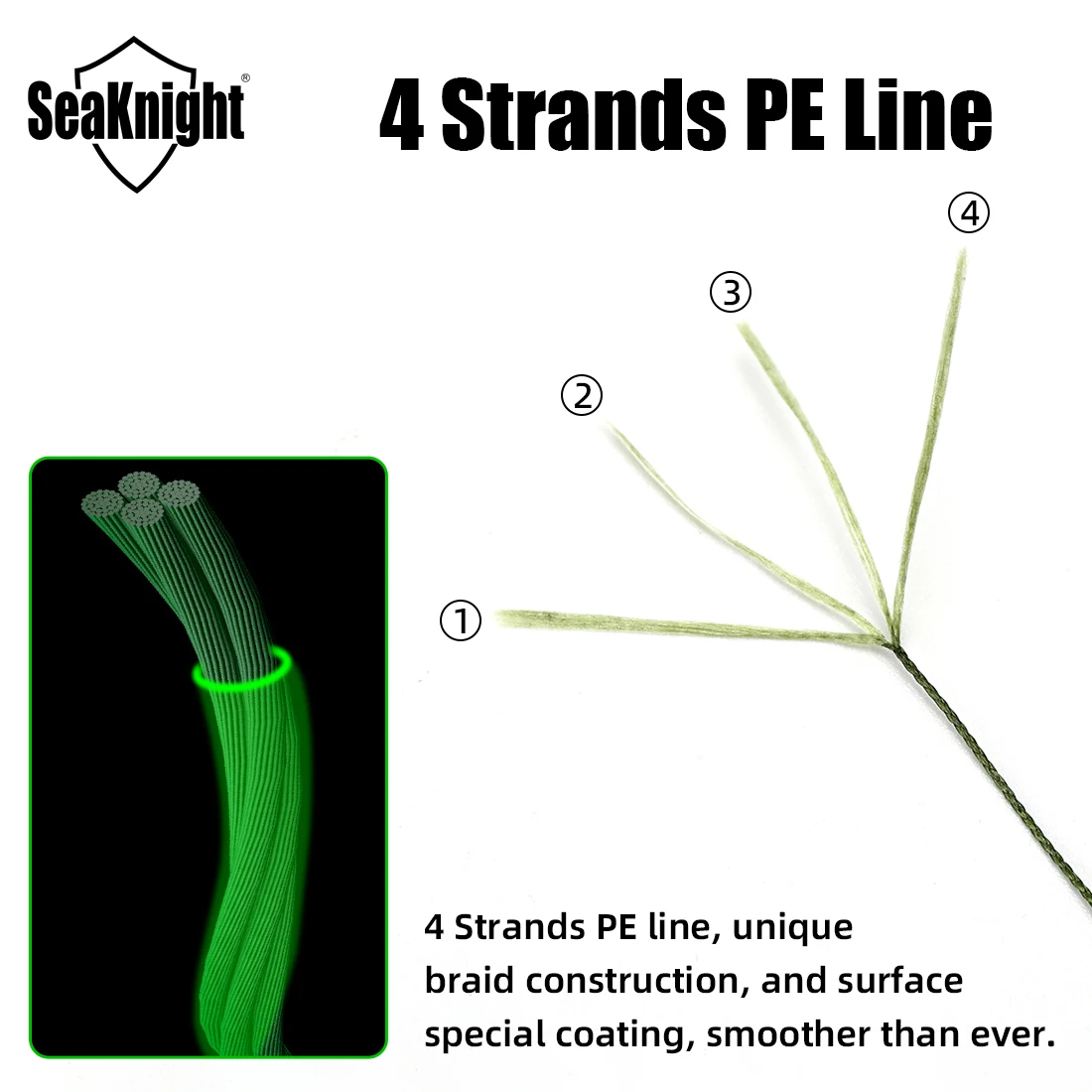 SEAKNIGHT Powerful SEA Fishing Line Full 300M BIG Fish Line Japan PE Line 4 Weaves Braided X4 Line Size:0.4#-8.0# Soft Bass Line
