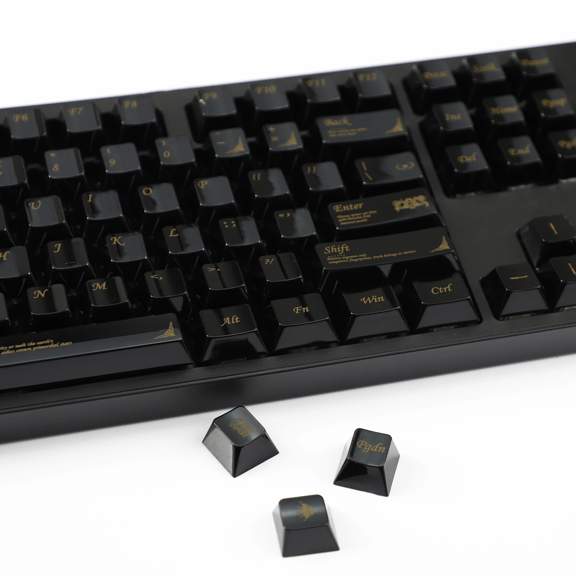 YMDK أبيض أسود سيراميك يشعر 115 مفتاح الكرز الشخصي PC رذاذ الطلاء أغطية المفاتيح للوحة المفاتيح الميكانيكية 61/64/68/87/100/104/108 MX