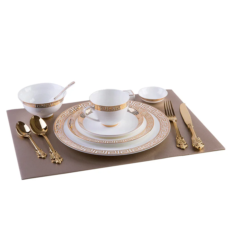 Full Tableware Of Plates Bone China Gold Knife Fork Spoon Ceramic Luxury Serving Food Dinner Plates Set Assiette Cookware Sets