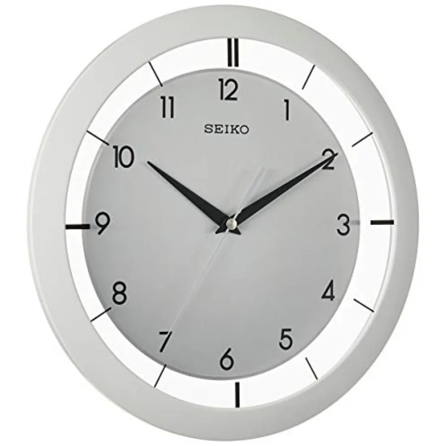 

Wall clock for home office use, metal construction, white color, silent non-ticking movement, 11-inch diameter