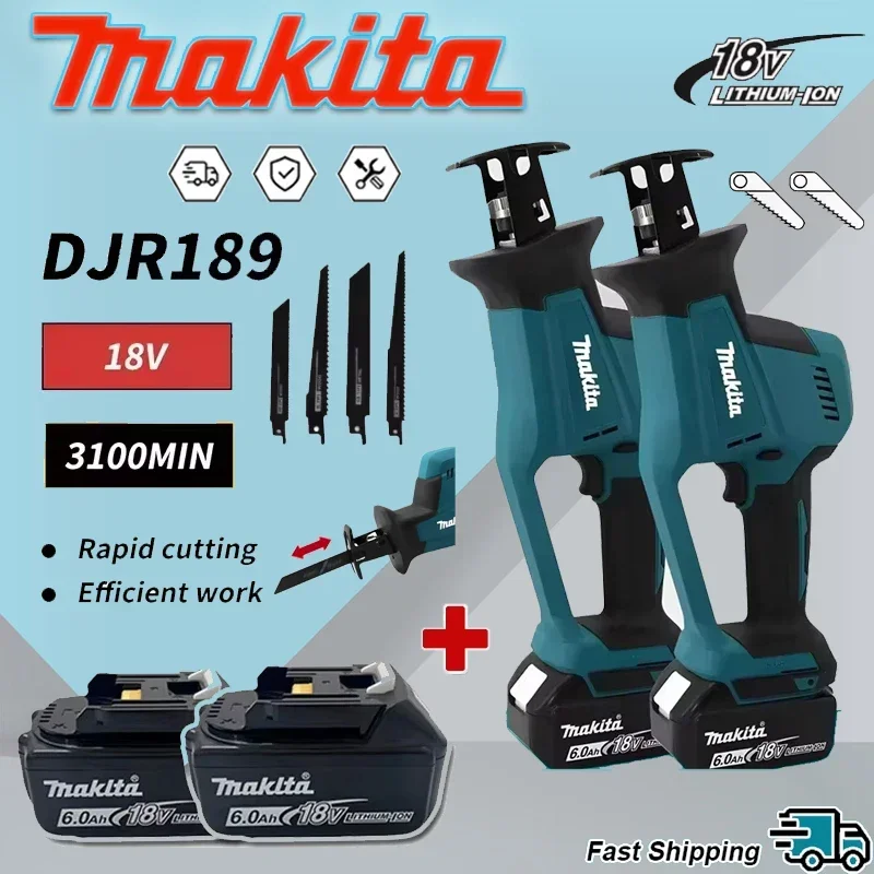 

Makita DJR189 Electric Reciprocating Saw 18V Cordless Brushless Rechargeable Wood Metal Cutting Saw Portable Saw Power Tool
