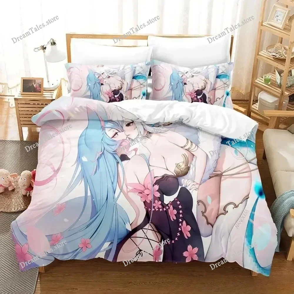3D Anime Sexy Girls Silvervale VTuber Bedding Set Single Twin Full Queen King Size Bed Set Adult Kid Bedroom Duvet Cover Sets