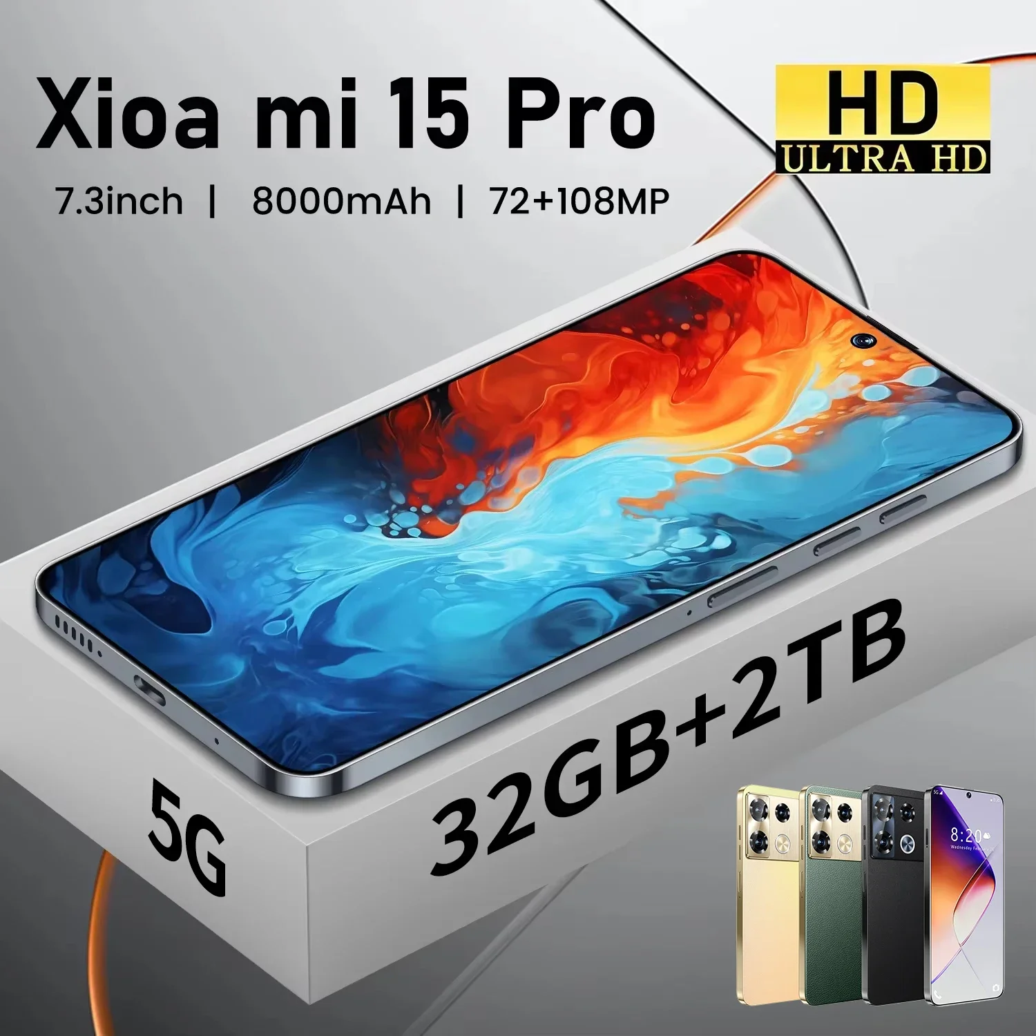 Original Mobile Phones Deals Xioa mi 15 Pro Smartphone 7.3 inch Full Screen 4G 5G Cell Phone 8000mAh Brand New Phones Global