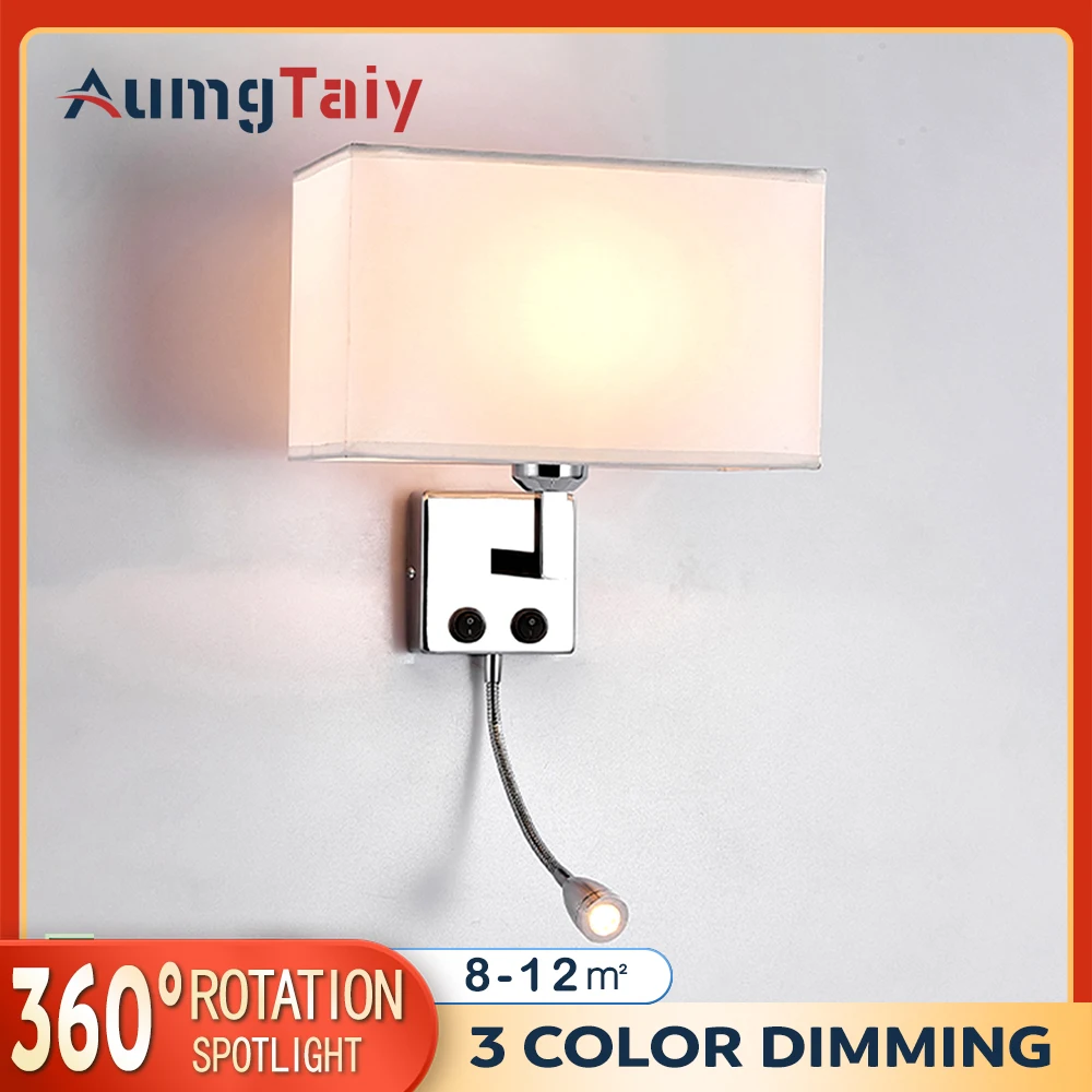 

Bedside Wall lamp Sconce With Switch 1W Soptlight Sliver Metal Modern Indoor Light Fixtures Bathroom Mirror Light Home Decor