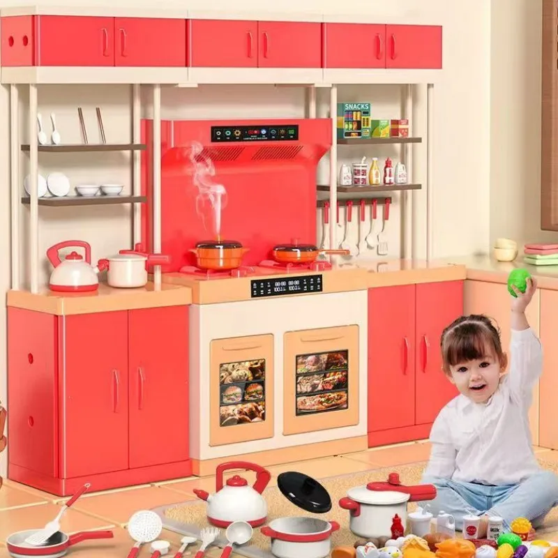 

Children Simulation Kitchen Play House Toy Deluxe Cooking Toys With Light Sound Effects Spray Kitchenware Birthday Kid Gifts