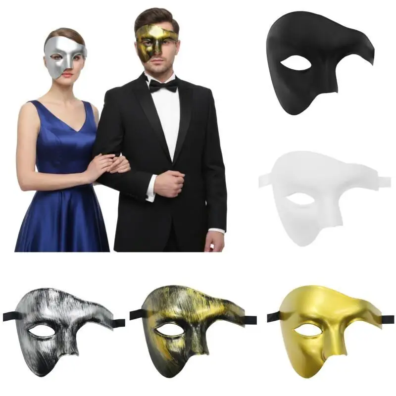 Masquerade Mask Half Face Phantom Mask Men Women Venetian Style Vintage Single Eye Mask Halloween Evening Ball Cosplay Props