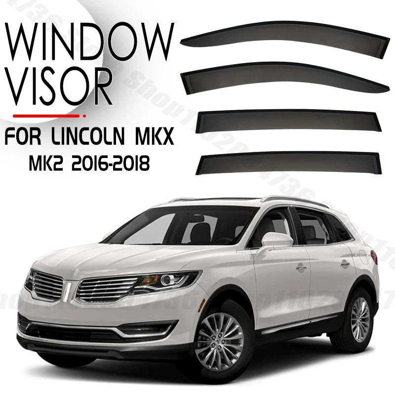 Window Visors for LINCOLN MKX MK2 4pcs Side Window Rain Guard Wind Deflector Weathershield Vent Visor for Car Windows