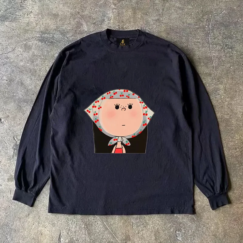 Long Sleeve T-Shirt 310 Pure Cotton Double Thread Women's Style Three Needle Charitable Fundraising Upward Hero American Couple
