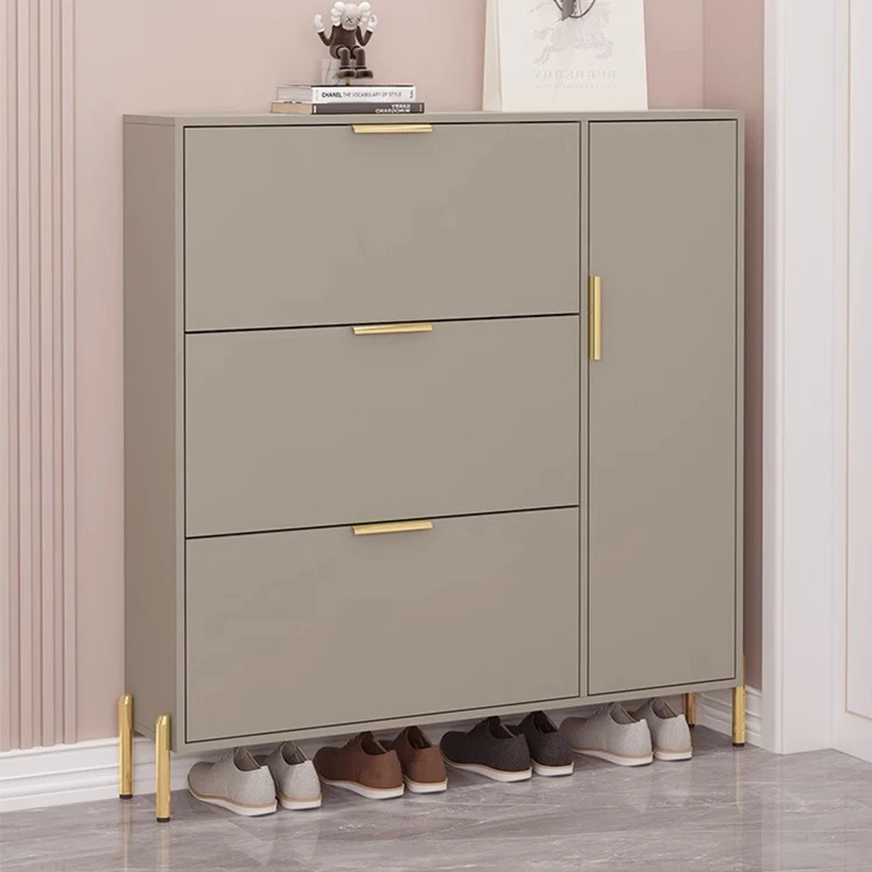 ตู้เก็บรองเท้าแบบหมุนได้สำหรับห้องนั่งเล่นที่บ้านสไตล์โมเดิร์น  ชั้นวางรองเท้าไม้