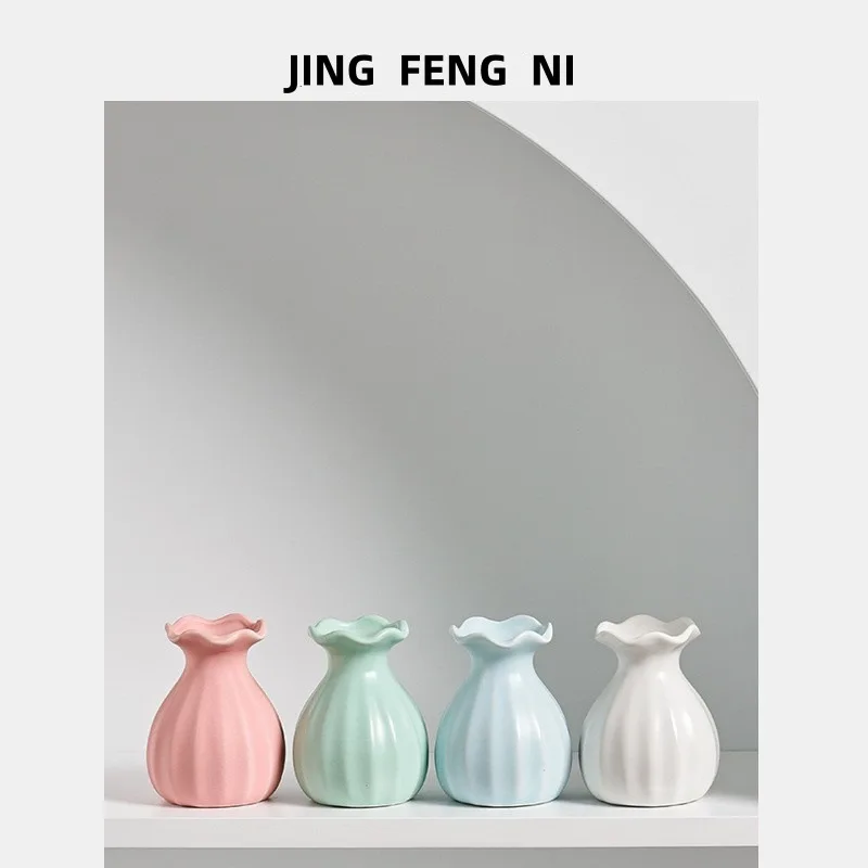 DSA Creative Ceramic Small Vase for Home and Bedroom Desktop Decoration with Dried Flowers