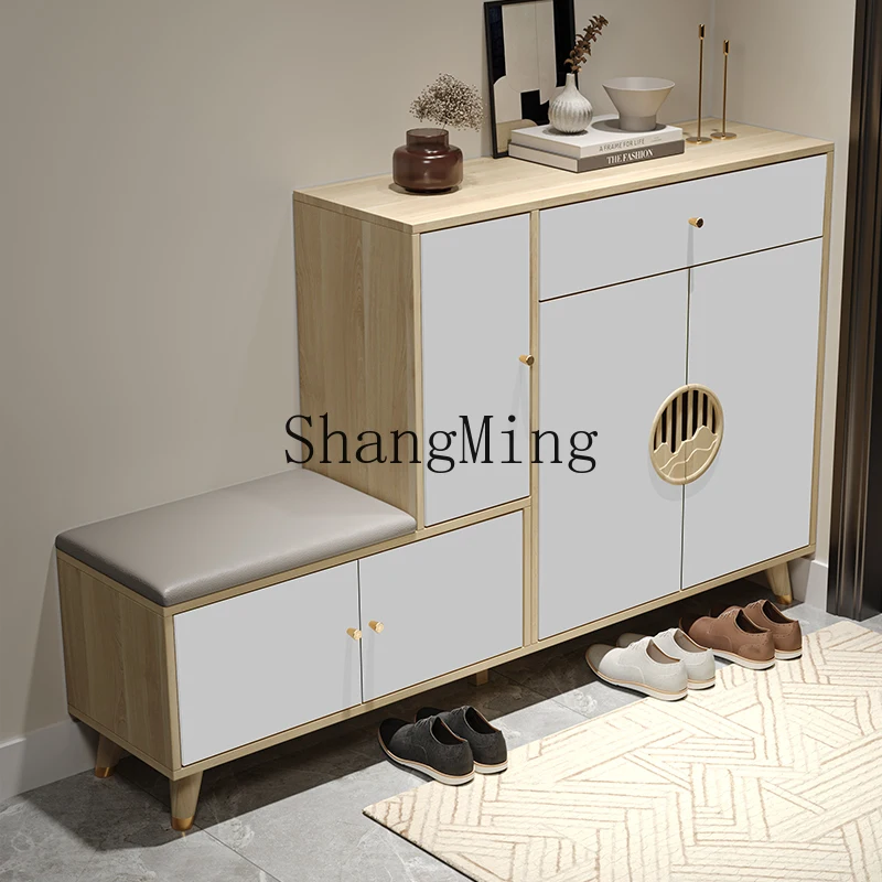 

SM new shoe cabinet with shoe change stool integrated door partition household door entrance cabinet