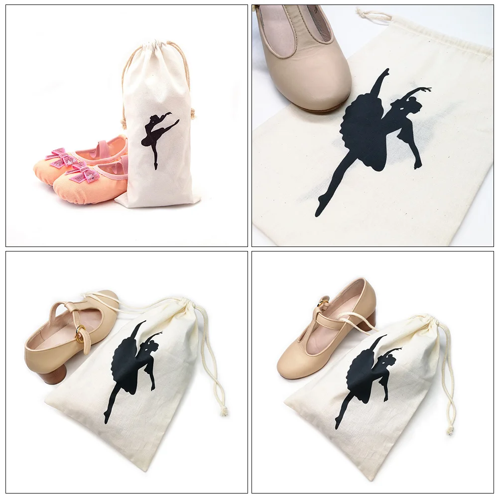 2 Pcs Ballet Shoes for Women Sneaker Bag Athletic Canvas Drawstring Pointe Dance Miss Bags Travel Sneakers