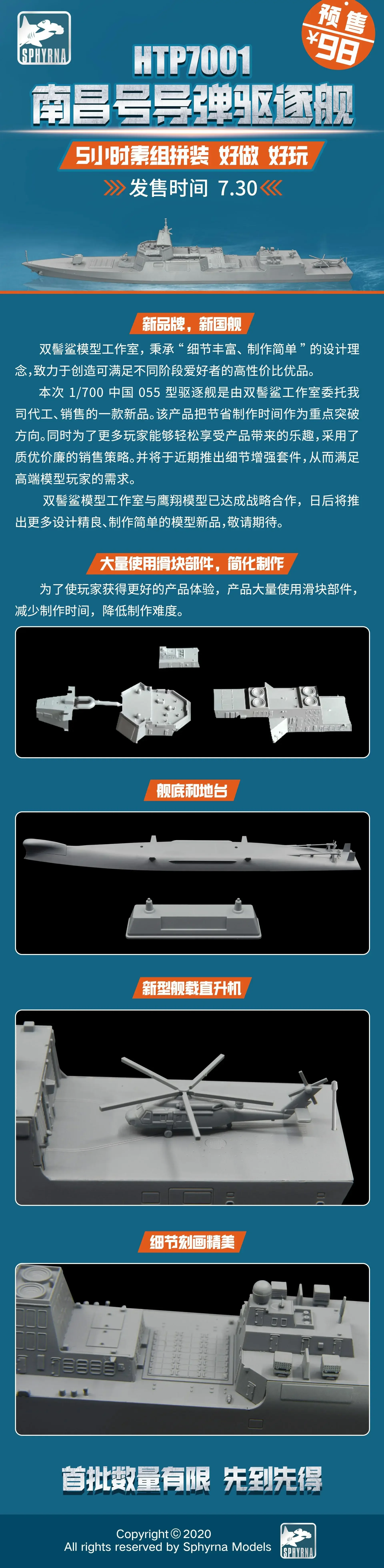 FLYHAWK HTP7001 1/700 PLAN TYPE 055 DESTROYER NANCHANG