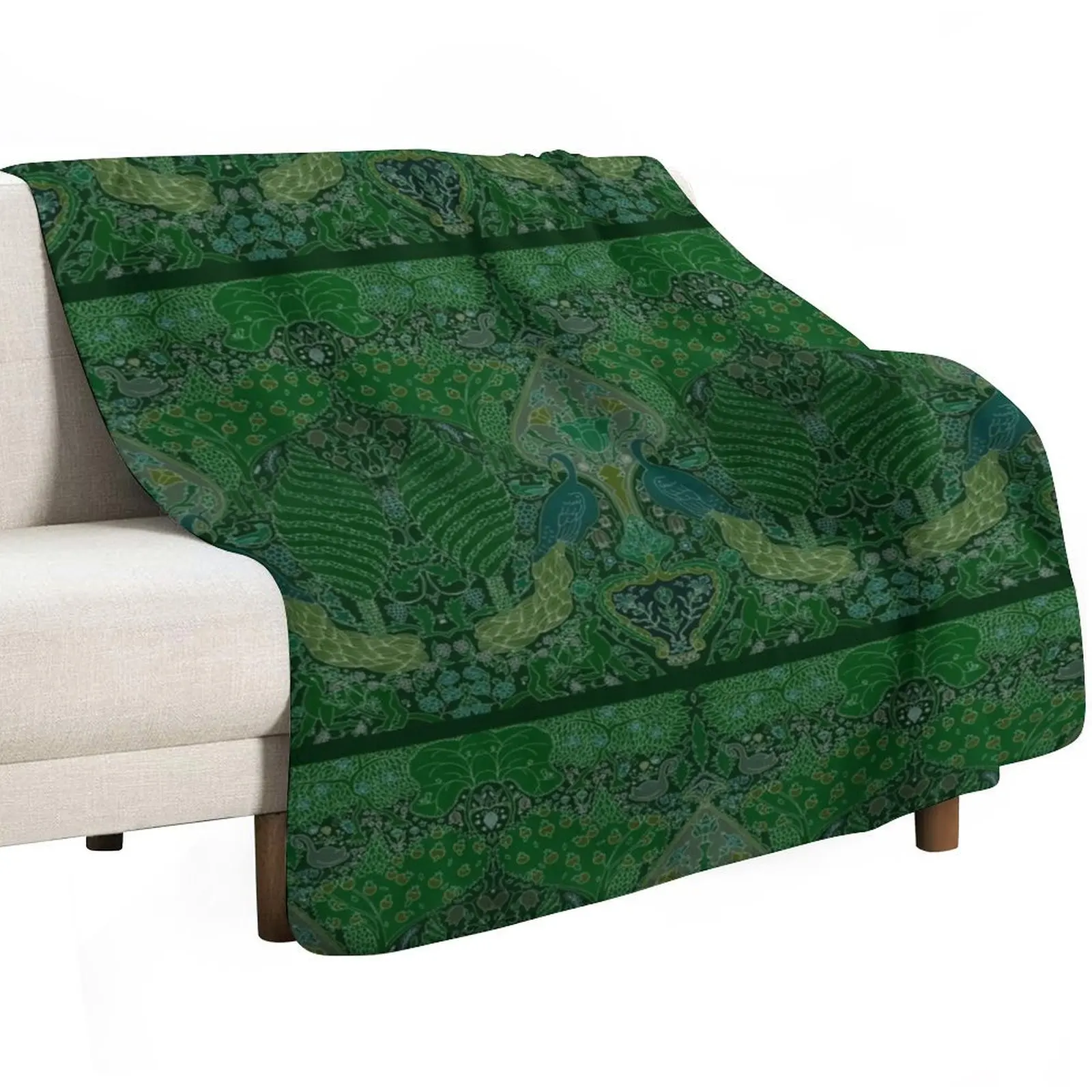 Peacock Art Deco/Art Nouveau in Arsenic Green Throw Blanket Soft Plaid Kid'S manga Flannels Hairy Shaggy Blankets