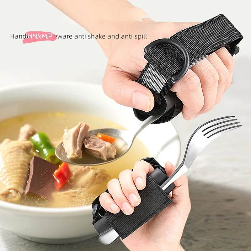 

Elastic Utensil Cuff Holder Strap Anti Shake Eating Aid Band for Spoons Forks Knife - Essential Fixing Band for Elderly Patients