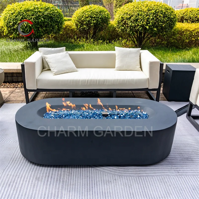 Luxury Outdoor Furniture Glass Fiber Reinforced Concrete Gas Fire Pit Patio Heater