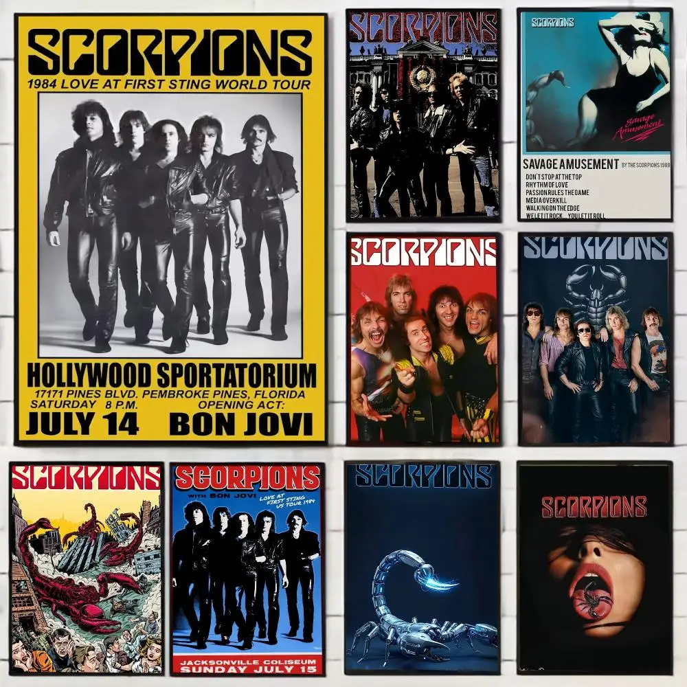 Hard Rock S-Scorpions Band Heavy Metal Painting Calligraphy Stylish Wall Art Poster, Bedroom Living Room Home Decor Gift