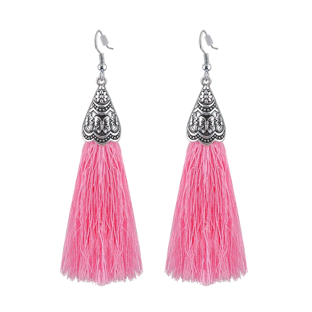 Pendientes Largos de Fibra con Borlas para Mujer, Accesorio de Moda, Diseño Elegante para Uso Diario y Ocasiones Especiales