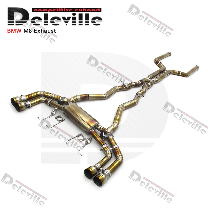 Auto exhaust Catback For M8 F91/F92/F93 4.4T 2019-2023 Two-door Saloon Escape Exhaust pipe System Gold Titanium alloy