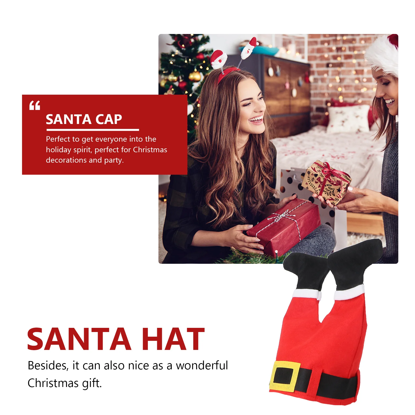 

Novelty Red Pants Christmas Hat Santa Legs Black Boots Xmas Holiday Party Decoration Christmas Party Hats Santa Hat