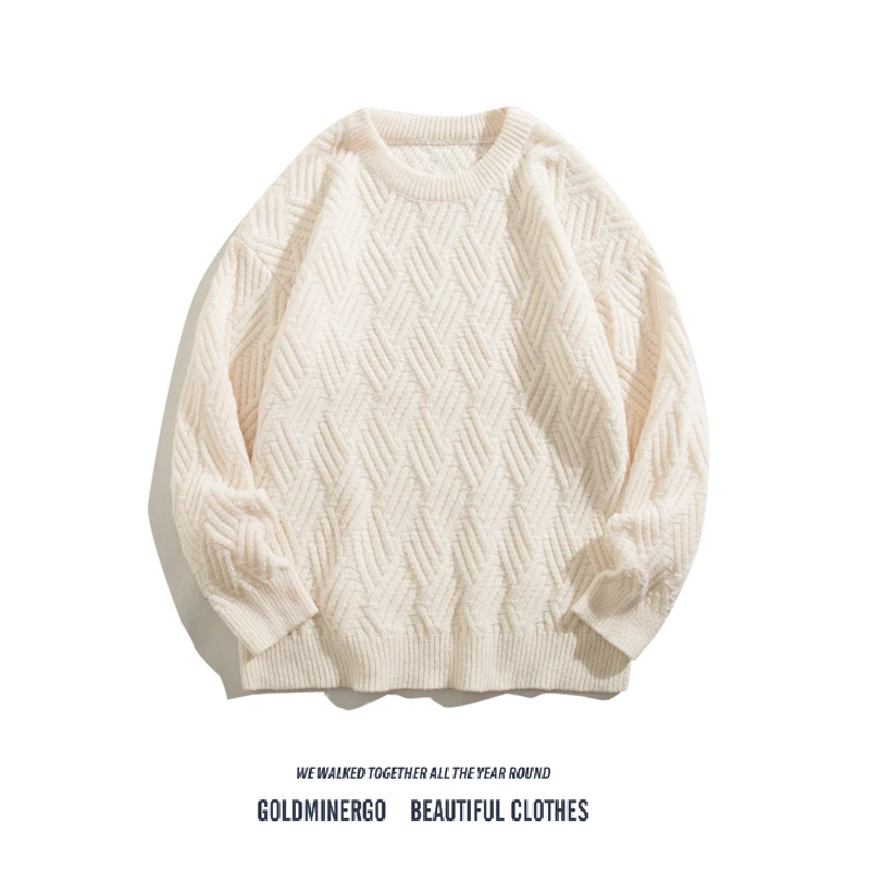 

Loose Casual Men's Knitted Sweater Autumn Winter Twist Pure Color Simple Base irt Lazy Sle round Ne Knitwear Coat