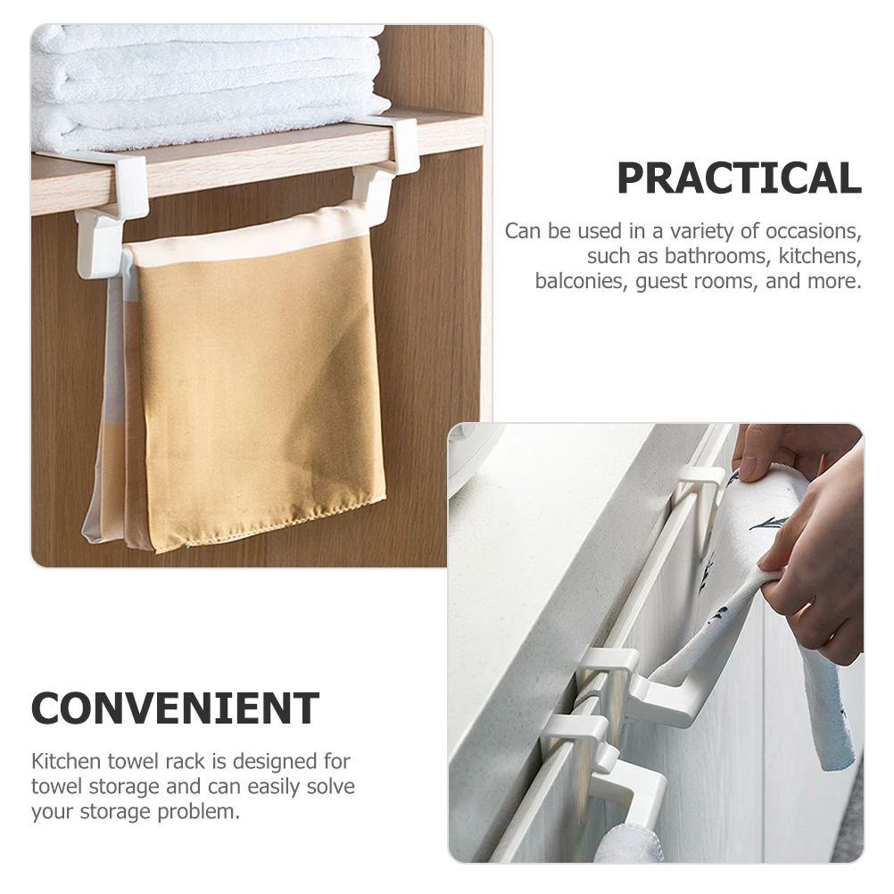 

2 Pcs Free Punching Hanger Cabinet and Towel Rack Hand Door Racks Buckle Kitchen for The Abs Bar over