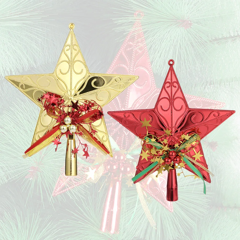 

2Pcs Christmas Tree Star Xmas Tree Pentagram Premium Decor Strong Toughness Three-Dimensional Ornament Festive Atmosphere