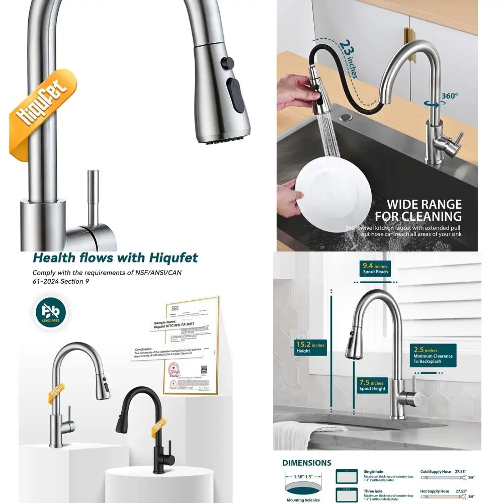 

High-Arc Brushed Nickel Single Handle Pull-Down Spray Kitchen Faucet with Pot Filler for Modern RV, Farmhouse, and Laundry Sinks