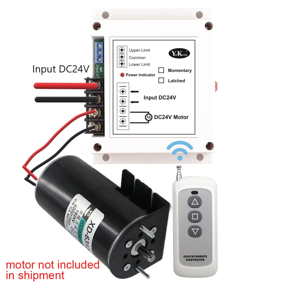 DC12V/24V 40A Motor Controller 400W High Power Motor Wireless Remote Control Forward and Reverse Switch for Roller Shutter Door