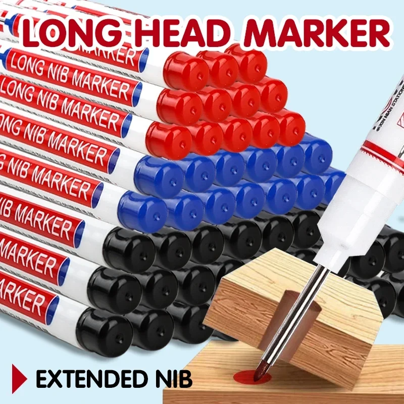 3-100Pcs 20mm Deep Hole Long Nib Head Marker For Metal Perforating Pen Waterproof Bathroom Woodworking Decor Multi-Purpose Tool
