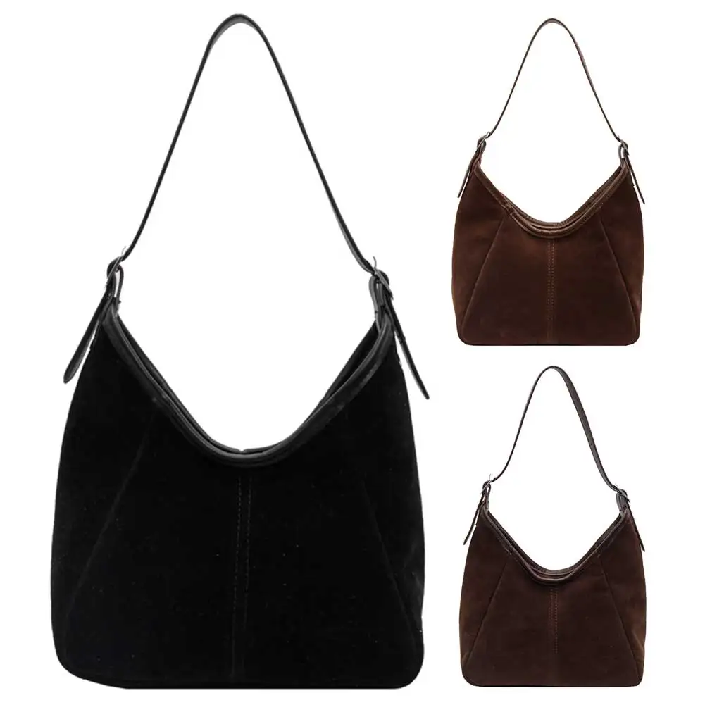 

Women PU Fashion Shoulder Bag Large Capacity Top Handle Bag Solid Color Slouchy Hobo Bag Zip Closure Soft Commuting Bag