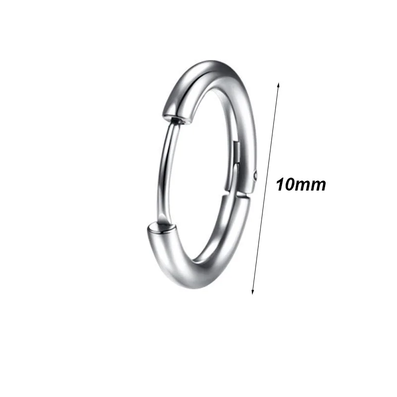 10/12/14mm Kpop Titanium Hoop Earrings for Men Women Round Circle Ear Ring Hypoallergenic Cartilage Piercings Jewelry wholesale - view 5