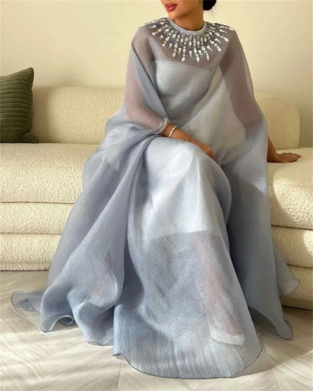 

Oisslec Robes Saudi Arabia Women Wear Strapless Evening Dresses Beaded Long Overskirts Two Pieces Prom Dress Dubai Party Gowns