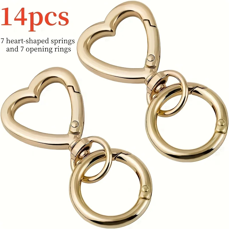 Heart-shaped metal keychain- Heavy-duty open-end rotating buckle，Elegant metal tail，Suitable for keychains、wedding gift