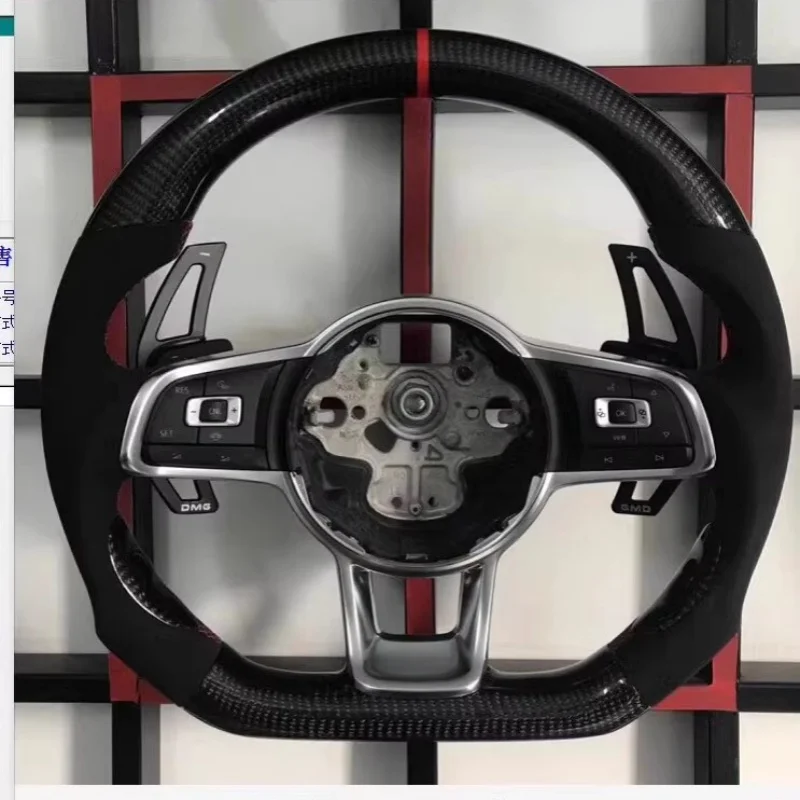 Customm Carbon Fiber RLine Sports Steering Wheel Half Leather Multi-color Accessories For VW Golf MK 6 7 7.5 GTI GTD GTE R Polo